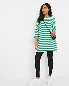 Green Stripe Soft Touch Side Pocket Tunic