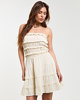 Beach To Beach Cotton Broderie Bandeau Beach Dress