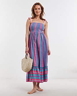 Beach To Beach Jacquard Stripe Maxi Beach Dress