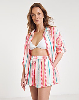 Beach to Beach Jacquard Stripe Beach Shirt and Shorts Co ord