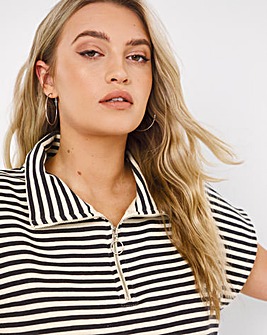 Navy and Ivory Sleeveless Stripe Sweatshirt