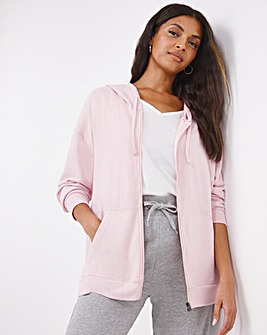 Dusky Pink Soft Touch Zip Through Hoodie