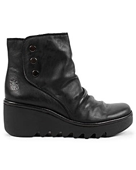 Fly London Brom Leather Wedge Ankle Boots
