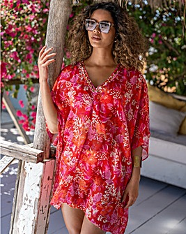 Pour Moi Chiffon V Neck Embellished Kaftan