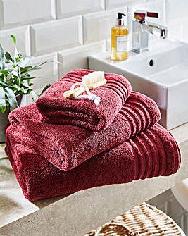 Red towels and bath mats sale