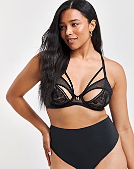 Figleaves Delia Plunge Bra With Mesh Overlay B-G