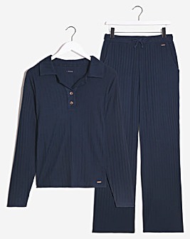 Figleaves Super Soft Ribbed Knit & Wide Leg Trouser Set