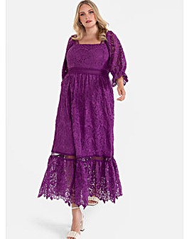 Lovedrobe Luxe Purple Lace Midaxi Dress