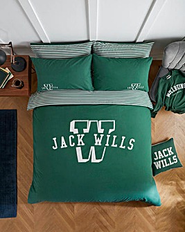 Jack Wills Varsity Cotton Blend Duvet Cover Set - Dark Green