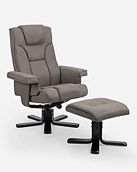 Malmo Fabric Swivel Recliner and Stool