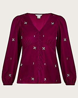 Monsoon Carola Embellished Velvet Blouse
