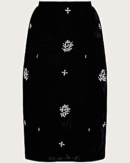 Monsoon Carola Embellished Velvet Skirt