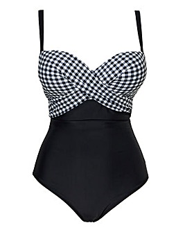 Figleaves Tailor Twist Underwired Bandeau Tummy Control Swimsuit