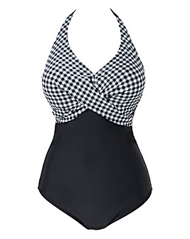 Figleaves Tailor Underwired Twist Front Tummy Control Swimsuit