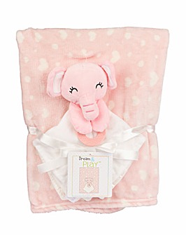 Plush Buddy And Baby Blanket Pink Set - Elephant