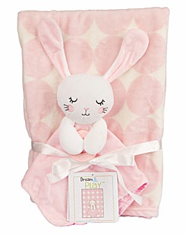 Plush Buddy And Baby Blanket Pink Set - Bunny