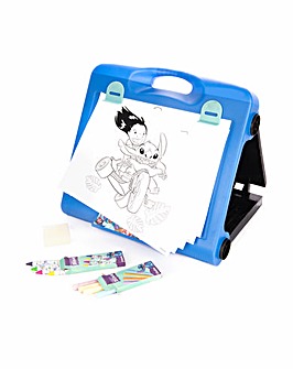 Disney Classic Stitch Travel Art Easel Includes Crayons, Chalks, Sponge