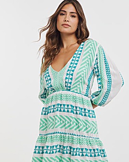 Cotton Jacquard Plunge Beach Dress