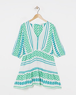 Cotton Jacquard Plunge Beach Dress