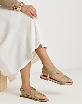 Janna Elasticated Flat Sandals - Wide Fit (E)