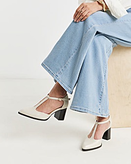 Cora Two Part T Bar Heeled Shoes - Wide Fit (E)