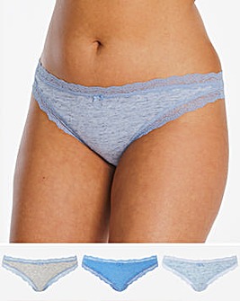 Sophia Marl and Lace Cotton Comfort 3 Pack Thongs