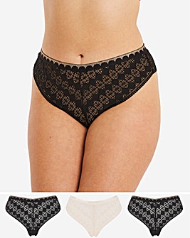 Simply Be 3 Pack Poppy Lace Thongs