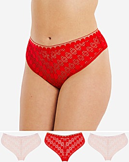 Simply Be 3 Pack Poppy Lace Thongs