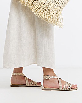 Gia Leather Woven Multi Strap Sandals - Extra Wide Fit (EEE)