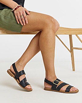 Britney Slingback Asymmetric Flat Sandals - Extra Wide Fit (EEE)