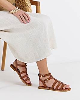 Zaire Scallop Edge Gladiator Flat Sandals - Wide Fit (E)