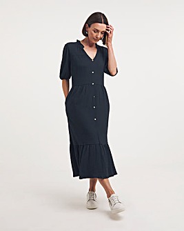 Textured Jersey Midi Smock Dress