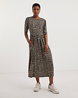 Soft Touch Easy Smock Midi Dress With Pockets