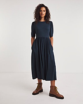 Soft Touch Easy Smock Midi Dress With Pockets