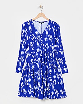 Asymmetric Jersey Swing Dress With Long Sleeves