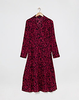 Viscose Midi Shirt Dress with Collar