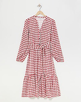 Button Through Tie Belt Midi Dress