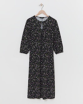 Soft Touch Midi Dress With Key Hole Neck