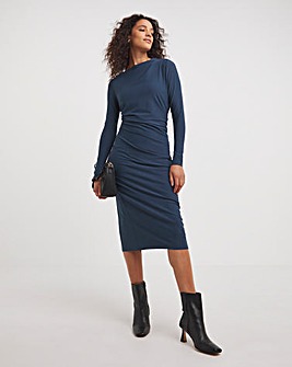 Ruched Jersey Crepe Dress