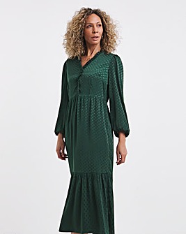 Jacquard Spot Midi Dress