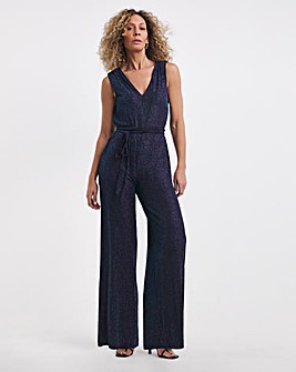 Glitter Stripe Plunge Jumpsuit