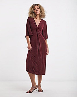 Slinky Twist Front Midi Dress