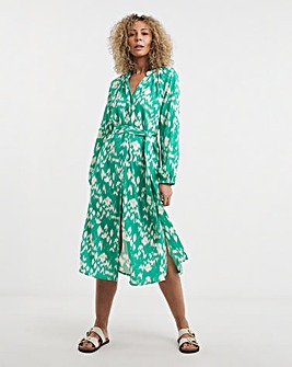 Printed Belted Kaftan Dress