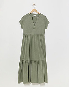 Notch Neck Jersey Smock Dress