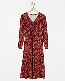 Soft Touch Zip Front Dress With Ruching