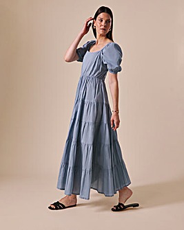 Cotton Volume Maxi Smock Dress