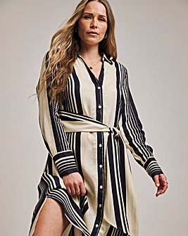 Womens Anthology Stripe Tie Waist Shirt Dress