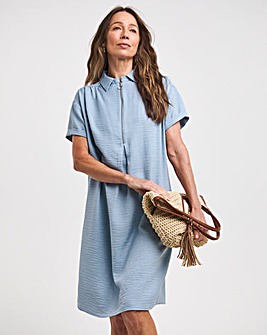 Zip Collared Tunic Dress