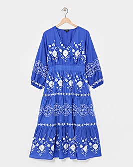 Embroidered Smock Dress