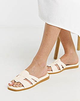 Carla Woven Flat Mule Sandals - Wide Fit (E)